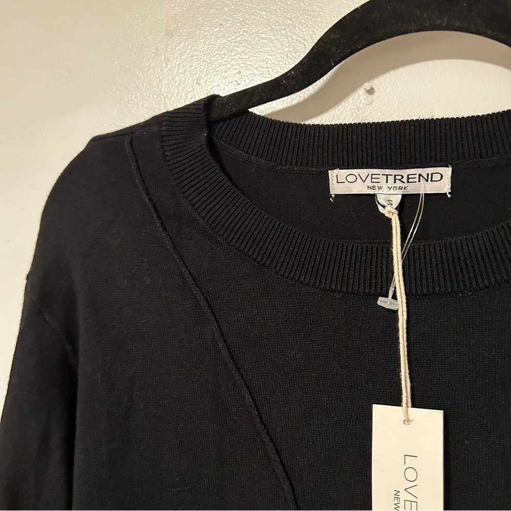 Black Sweater with Asymetrical Hem